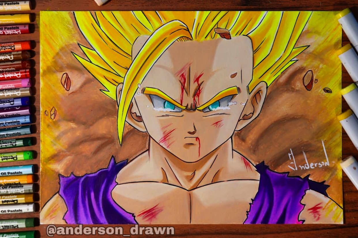 Goku SSJ2  Desenho de olhos anime, Ilustrações, Anime